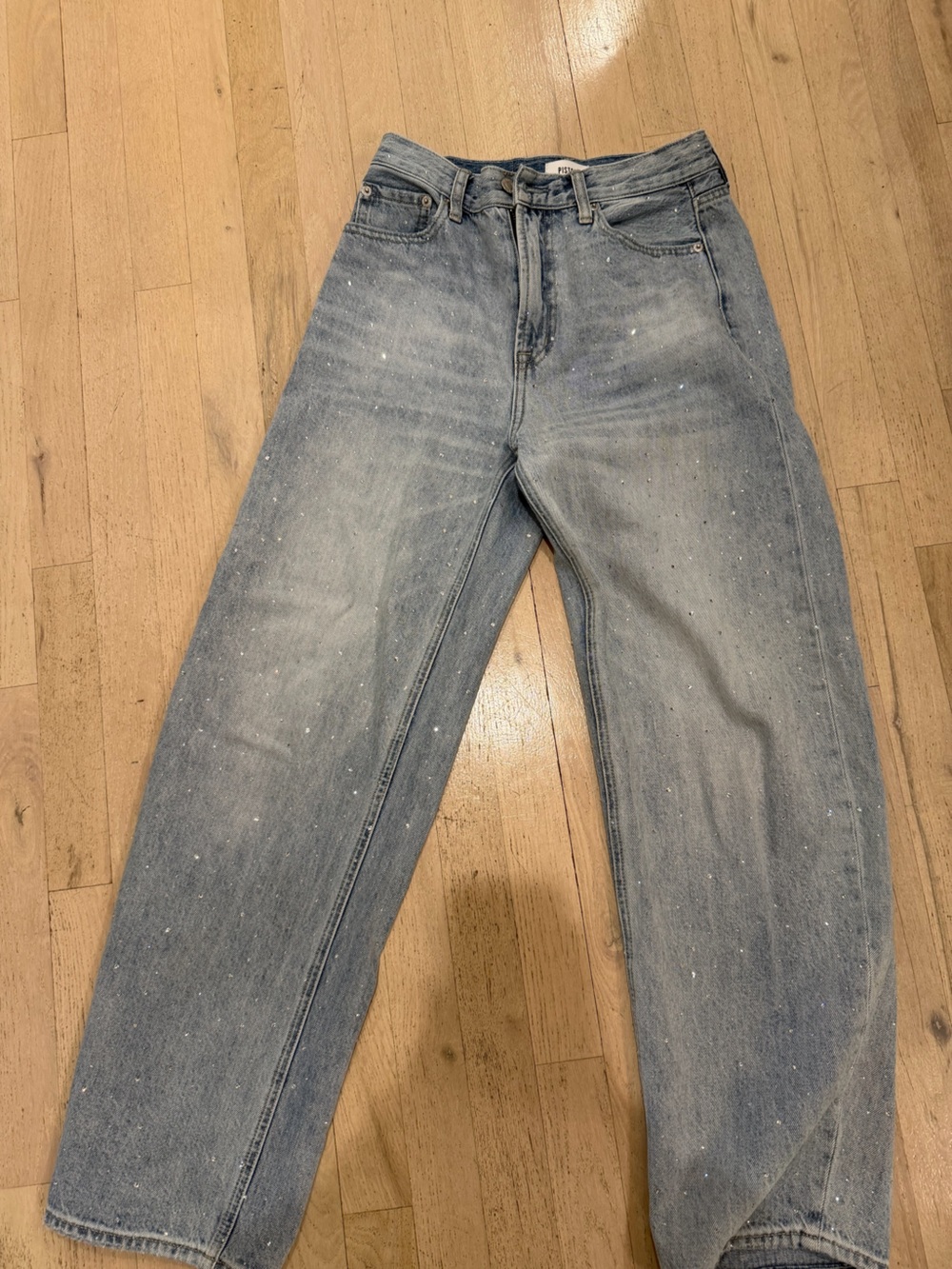 Light Wash Sparkle Straight Leg Jeans